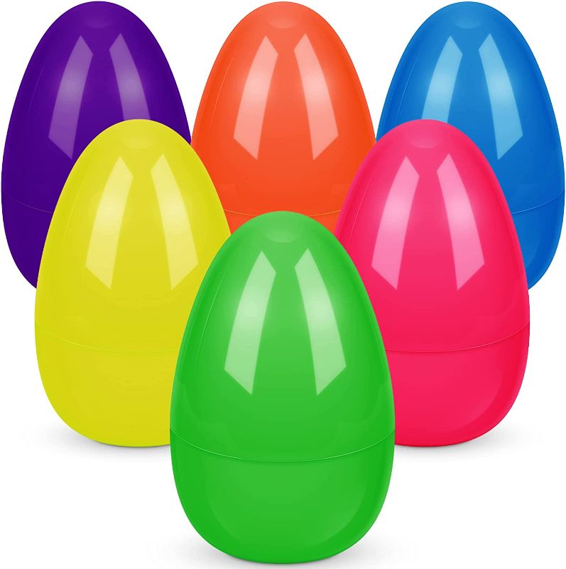 Photo 1 of 18 Pieces Jumbo Easter Eggs 10 Inches Giant Fillable Plastic Easter Eggs Empty Extra Large Easter Eggs Colorful Bright Plastic Easter Eggs for Easter Party Favor Surprise Egg (Colorful)
