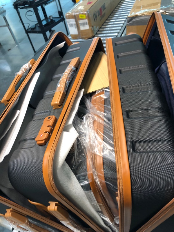Photo 7 of Coolife Luggage 3 Piece Set Suitcase Spinner Hardshell Lightweight TSA Lock 4 Piece Set apricot black