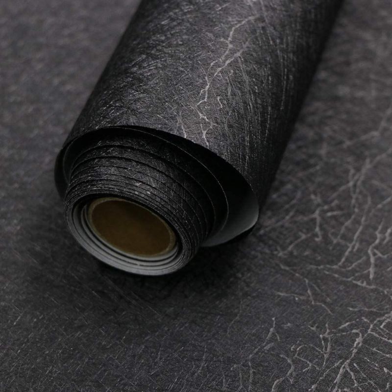 Photo 1 of Black textured Wallpaper Embossed Self Adhesive Peel and Stick Wallpaper Removable Kitchen Wallpaper Vinyl Black Wallpaper Cabinet Furniture Countertop Paper Textured Wallpaper