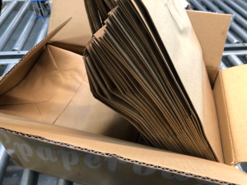 Photo 4 of 100pcs Kraft Paper Bags 7.9x4.25x10.6" Gift Bag with Handles for Wedding Party Craft Retail Packaging,Recycled Twist handles Brown Shopping Bags (Brown,S-100)