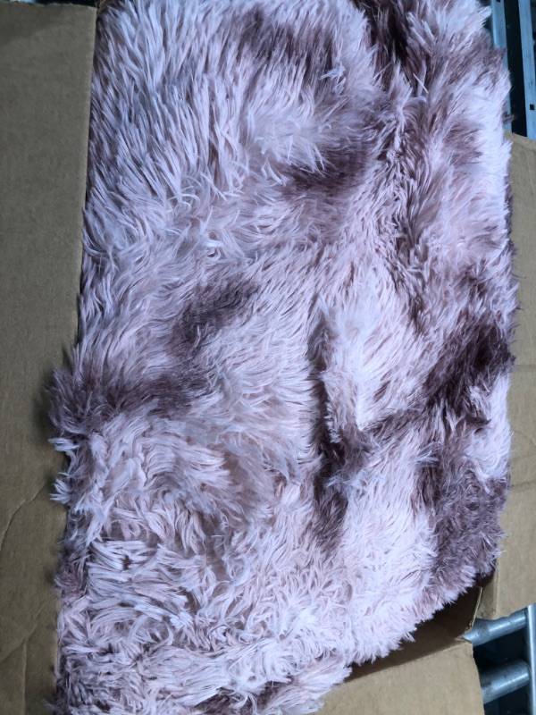 Photo 3 of GKLUCKIN Ultra Soft Rugs, 5'x8' Fluffy Area Rugs for Living Room Bedroom Non-Slip Tie-Dyed Purple Rugs Shag Cute Kids Room Nursery Rugs