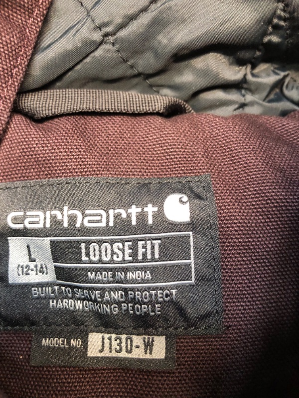 Photo 4 of Carhartt Women's Loose Fit Washed Duck Insulated Active Jacket Deep Wine Large
