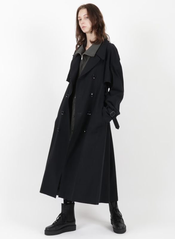 Photo 1 of Trench Coat Oversized Casual windbreaker Lapel Long Jacket Overcoat-BLACK SIZE 9XL