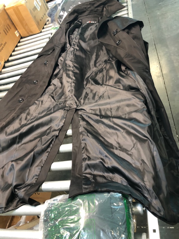 Photo 1 of Trench Coat Oversized Casual windbreaker Lapel Long Jacket Overcoat-BLACK SIZE 9XL