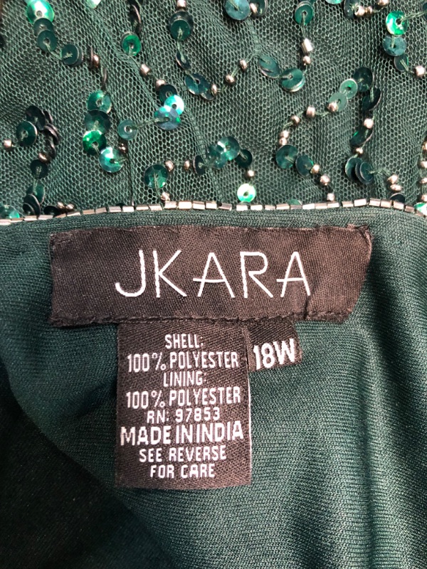 Photo 4 of J Kara Women's Plus Size Caplet Short Cocktail Beaded Dress-COLOR HUNTER GREEN SIZE 18PLUS