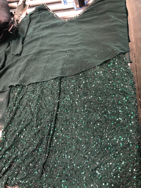 Photo 3 of J Kara Women's Plus Size Caplet Short Cocktail Beaded Dress-COLOR HUNTER GREEN SIZE 18PLUS