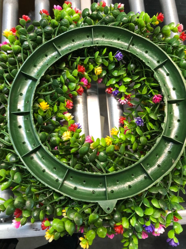 Photo 4 of Flower Wreath for Front Door, Artificial Front Door Decor Wreath for Spring Summer Indside Outside Wall Window Festival Farmhouse Home Office Porch Patio Garden Decoration