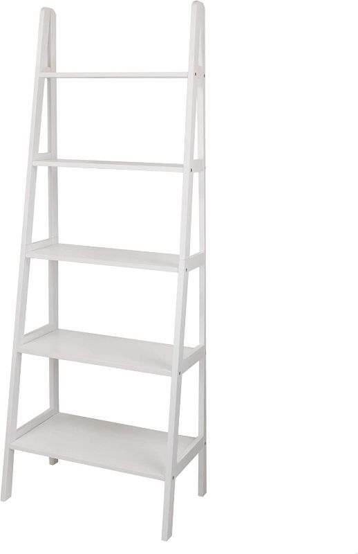 Photo 1 of Casual Home 5-Shelf Ladder Bookcase, White