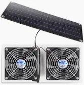 Photo 1 of Solar Panel Fan Kit,  Weatherproof Dual Fanfor Outside, Small Chicken Coops, Greenhouses, Sheds,Pet Houses, Window Exhaust