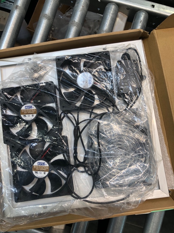 Photo 3 of Solar Panel Fan Kit,  Weatherproof Dual Fanfor Outside, Small Chicken Coops, Greenhouses, Sheds,Pet Houses, Window Exhaust