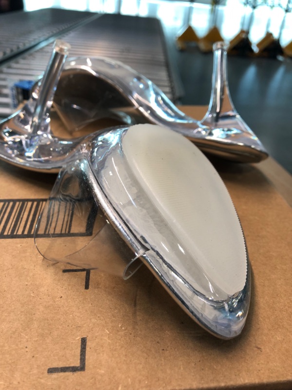 Photo 1 of NBUUNBU Silver Clear Heels For Women Dress Shoes Transparent Strap Sexy Stilletos Heels Open Toe High Silver Heeled Sandals Pump Mules