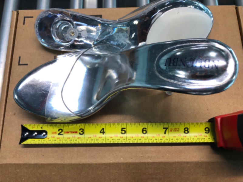 Photo 1 of NBUUNBU Silver Clear Heels For Women Dress Shoes Transparent Strap Sexy Stilletos Heels Open Toe High Silver Heeled Sandals Pump Mules