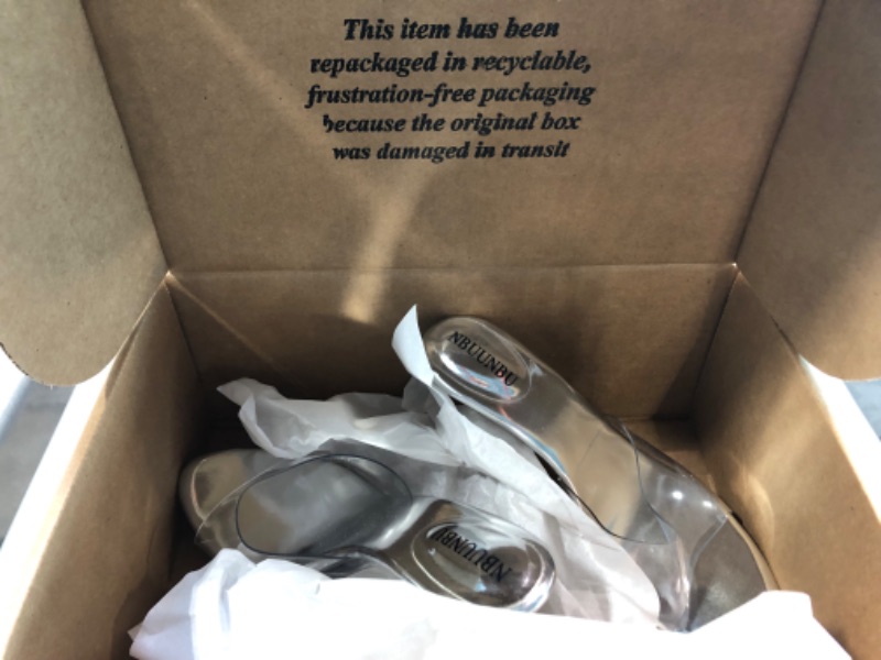Photo 1 of NBUUNBU Silver Clear Heels For Women Dress Shoes Transparent Strap Sexy Stilletos Heels Open Toe High Silver Heeled Sandals Pump Mules