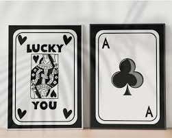 Photo 1 of 2 Piece Vintage Queen of Hearts Ace of Spades Playing Card Posters Sets for Room Aesthetic Funny Lucky You Poker Canvas Wall Art Trendy Casino Theme Party Wall Decor for Bedroom 12x16in Framed