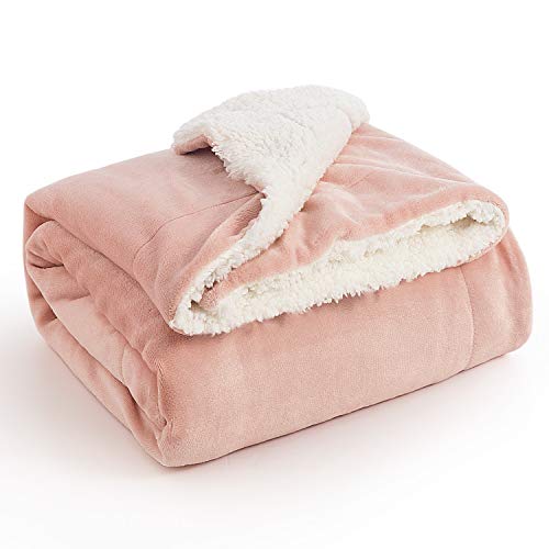 Photo 1 of Bedsure Sherpa Fleece Blanket  Dusty Pink Plush Blanket Fuzzy Soft Blanket Microfiber