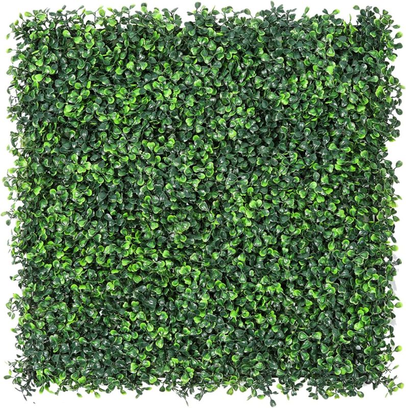 Photo 1 of 8Pack 10 x 10 inch Artificial Green Wall Panels, Boxwood Panels Topiary Hedge Plant, Grass Wall Panels with 100 Zip Ties, Fence Covering Privacy Panels for