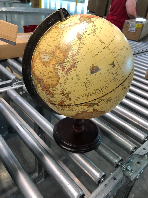 Photo 5 of ANNOVA Antique Globe 10" / 25 cm Diameter with A Wood Base, Vintage Decorative Political Desktop World - Rotating Full Earth Geography Educational - Kids, Adults, School, Home, Office (Dia 10-inch)