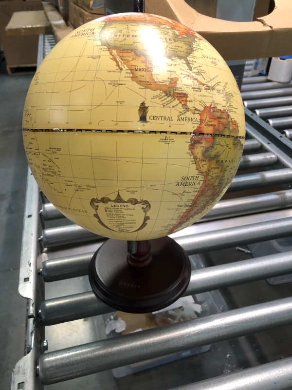 Photo 3 of ANNOVA Antique Globe 10" / 25 cm Diameter with A Wood Base, Vintage Decorative Political Desktop World - Rotating Full Earth Geography Educational - Kids, Adults, School, Home, Office (Dia 10-inch)