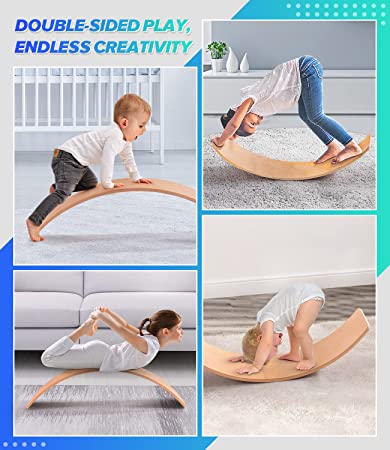 Photo 1 of Balance Board Kids, [Natural Wood] Wobble Board for Kids Toddlers, Open Ended Montessori Waldorf Learning Toy, Gifts for 3 4 5 6 7 8 Year Old Boys Girls Kids Birthday & Christmas Stocking Stuffers