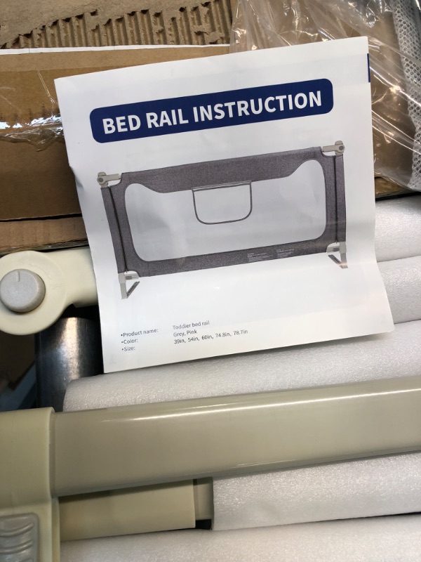 Photo 1 of HOMEAL Bed Rail for Toddlers, Upgrade Toddler Bed Rails, Extra Long Baby Bed Rail Guard, Baby Bedrail for Children Fit for Twin Queen & King Size Bed Mattress (COLOR-Grey, 74.8",1 Piece) Grey 74.8" * 30" (One Side)
