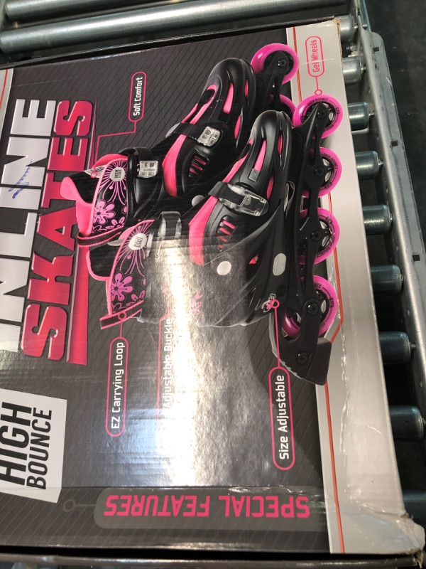 Photo 2 of High Bounce Adjustable Inline Skate for Adults and Kids Lightweight Skates with Smooth Gel Wheels Pink X Large (9-12) - Youth & Adult