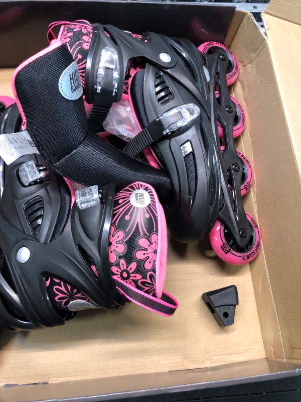 Photo 1 of High Bounce Adjustable Inline Skate for Adults and Kids Lightweight Skates with Smooth Gel Wheels Pink X Large (9-12) - Youth & Adult