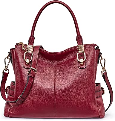 Photo 1 of 
Kattee Women's Genuine Leather Purses and Handbags, Satchel Tote Shoulder Bag COLOR-WINE RED SIZE LARGE TOTE BAG