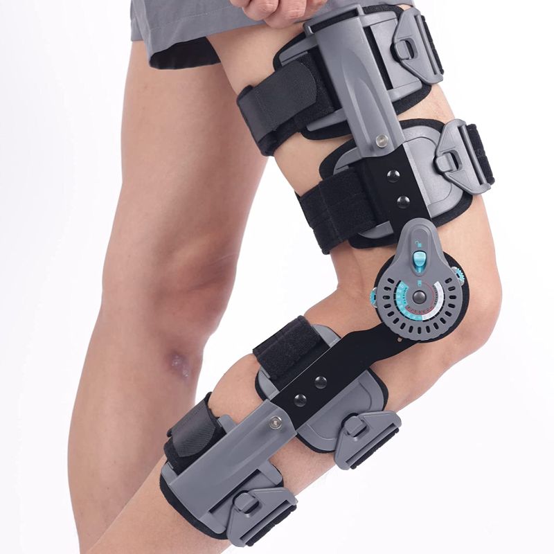 Photo 1 of Komzer Hinged Knee Brace ROM Post OP Knee Immobilizer Leg Braces Orthopedic Patella Knee Brace Knee Immobilizer Brace Support Orthosis, Adjustable UNIVERSAL SIZE