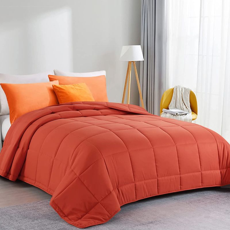 Photo 1 of HOMBYS Oversized King Comforter 120x120 Lightweight Down Alternative Comforter for All Season,Burnt Orange Quilted Duvet Insert with 8 Corner Tabs Microfiber Comforter (Burnt Orange,120"x120")