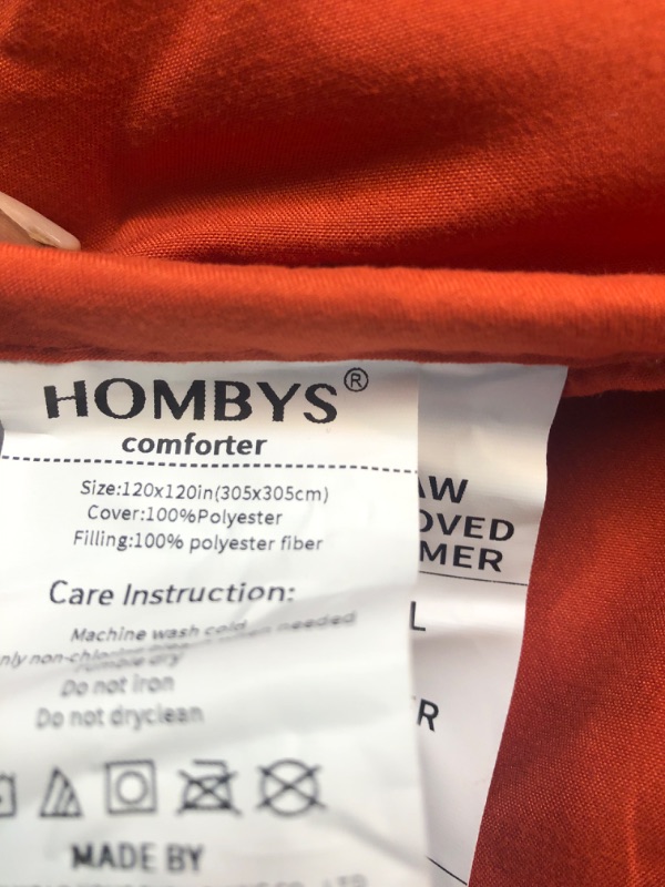 Photo 4 of HOMBYS Oversized King Comforter 120x120 Lightweight Down Alternative Comforter for All Season,Burnt Orange Quilted Duvet Insert with 8 Corner Tabs Microfiber Comforter (Burnt Orange,120"x120")
