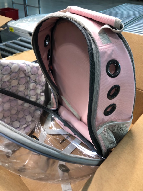 Photo 3 of Lollimeow Pet Carrier Backpack, Bubble Backpack Carrier, Cats and Puppies,Airline-Approved, Designed for Travel, Hiking, Walking & Outdoor Use (Pink-Expandable) Back Expandable-Pink