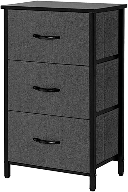 Photo 1 of 3 Drawers Fabric Dresser Storage Tower, Organizer Unit for Bedroom, Closet, Entryway, Hallway - Dark Grey