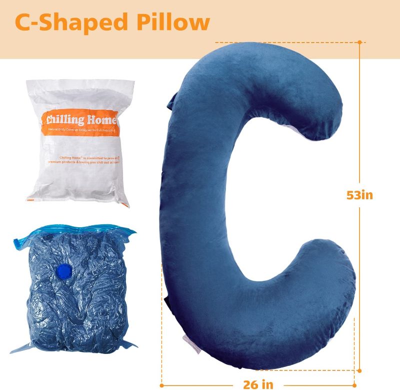 Photo 1 of Chilling Home Pregnancy Pillows for Sleeping, C Shaped Body Pillow Pregnant Pillows for Sleeping Full Body Pillow, Pregnancy Must Haves Maternity Pillows 53 inch Pregnancy Body Pillow