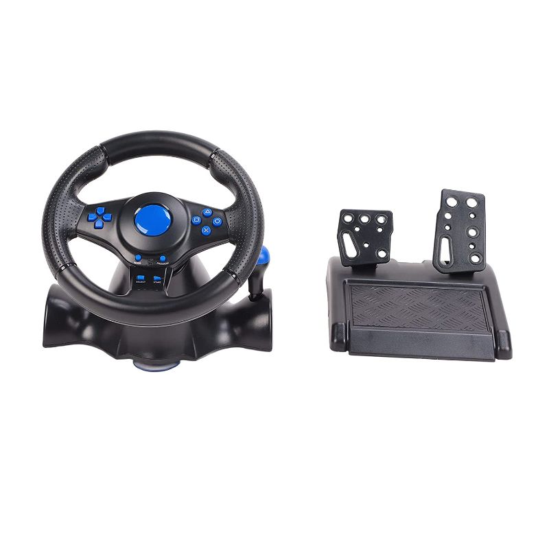 Photo 1 of PC Steering Wheel, 180 Degree Rotation Programmable USB Racing Game Wheel, with Spring Pedal, for PS4, for PS3, for XBOX One, for XBOX 360, for Switch, PC