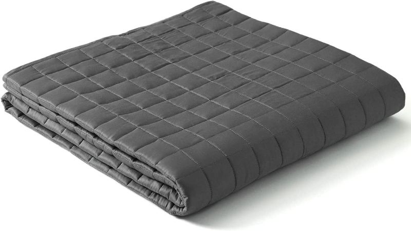 Photo 1 of YnM Exclusive Cooling Weighted Blanket with Bamboo Viscose, Smallest Compartments, Bed Blanket for Two Persons of 90~160lbs, Ideal for Queen/King/Ca King Bed (88x104 Inches, 20 Pounds, Dark Grey)