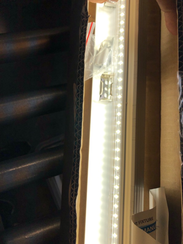 Photo 3 of Barrina LED Shop Light, 4FT 40W 5000LM 5000K with Reflectors, V Shape LED Shop Lights, Daylight White LED for Garage Lights, Clear Cover LED Ceiling Light, T8 Integrated Light Fixture T8-5000k-40w