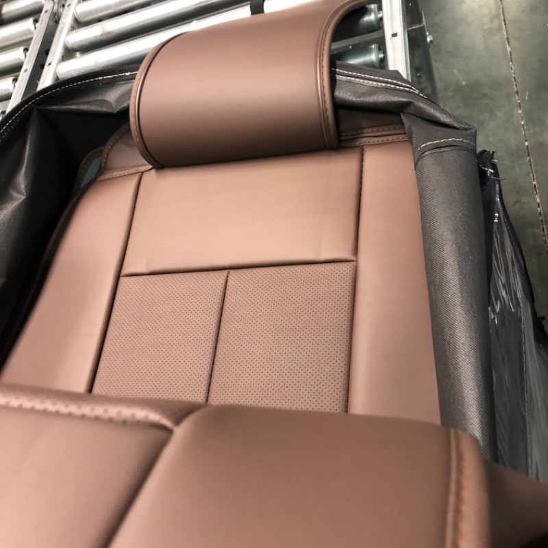 Photo 1 of Coverado Car Seat Covers 5 Pieces, Waterproof Nappa Leather Auto Seat Protectors Full Set, Universal Car Interiors Fit for Most Sedans SUV Pick-up Truck, Brown Brown FullSet