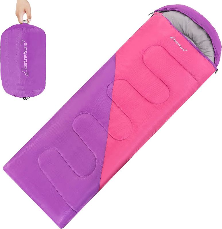 Photo 1 of Clostnature Sleeping Bag for Adults and Kids - Lightweight Camping Sleeping Bag for Girls, Boys, Youths, Ultralight Backpacking Sleeping Bag for Cold Weathe--COLORN PURPLE