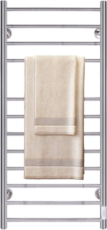 Photo 1 of 
JSLOVE Towel Warmer Wall Mounted Heated Towel Racks for Bathroom, Stainless Steel Hot Towel Rack with Timer (12 Bars Brushed SILVER_