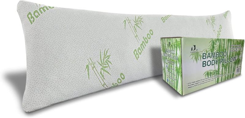 Photo 1 of DreamField Linen Bamboo Full Body Pillow for Adults - Cooling Shredded Memory Foam Long Hug Pillow for Sleeping, Removable and Washable Hypoallergenic Bamboo Pillow Cover with Zipper