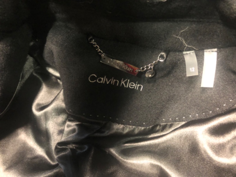 Photo 8 of Calvin Klein womens Classic Cashmere Wool Blend Coat 12 Black