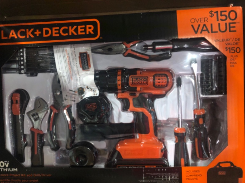 Photo 6 of BLACK+DECKER 20V MAX Drill/Home Tool Kit with MarkIT Picture Hanging Tool Kit (LDX120PK & BDMKIT101C) Drill Project Kit w/ Picture Hanging Tool Kit