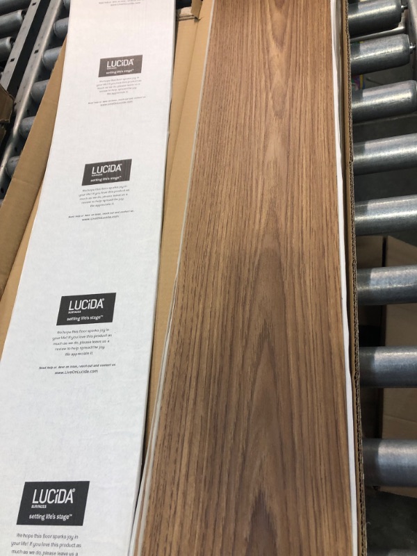 Photo 6 of LUCiDA SURFACES Luxury Vinyl Floor Tiles-Peel & Stick Adhesive Flooring for DIY Installation-36 Wood-Look Planks-BaseCore-54 Sq. Feet Box of 36 Planks Almond 36
