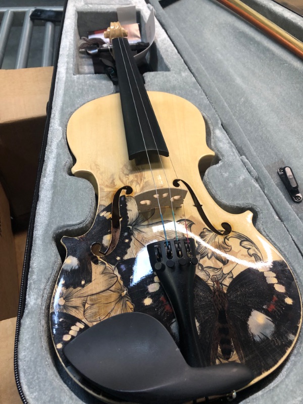 Photo 3 of Aliyes Distinctive Artistic Violin Set Designed for Beginners/Students/Kids/adults with Hard Case,Bow,Extra Strings (4/4/Full-size) SIZE 4/4