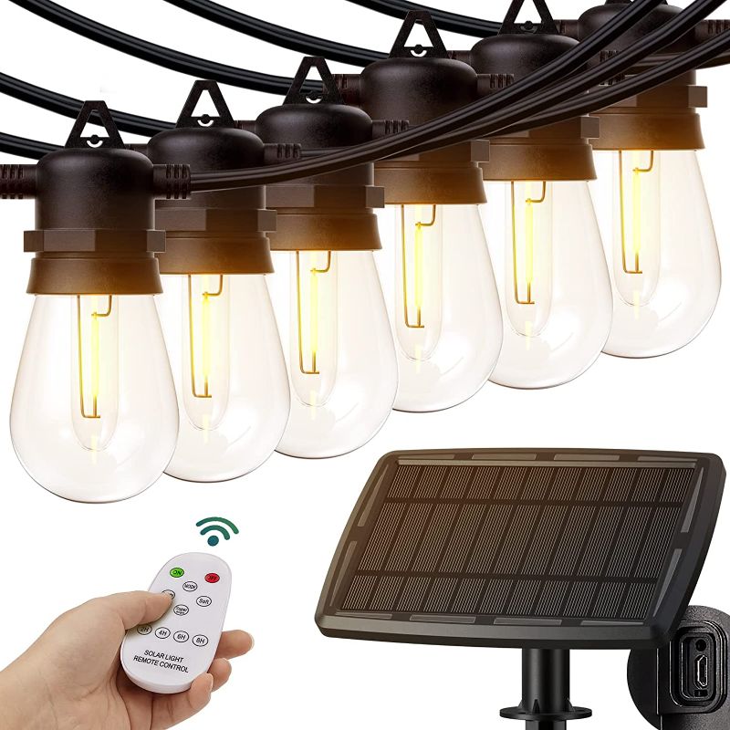 Photo 1 of KYY 54FT(48+6) Solar String Lights Outdoor with USB Port Remote Control, LED Waterproof Solar Powered Patio Lights with Vintage Edison Bulbs, Heavy-Duty and UL Listed Porch Market Lights 48+6FT(16 Sockets?