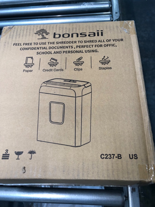 Photo 2 of Bonsaii Paper Shredder for Home Use,6-Sheet Crosscut Paper and Credit Card Shredder for Home Office,Home Shredder with Handle for Document,Mail,Staple,Clip-3.4 Gal Wastebasket(C237-B) 6-Sheet Cross Cut