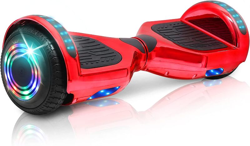 Photo 1 of Wilibl Hoverboard for Kids Ages 6-12 Electric Self Balancing Scooter with Built in Bluetooth Speaker 6.5" Wheels LED Lights Hover Board Safety Certified COLOR--CHROME RED