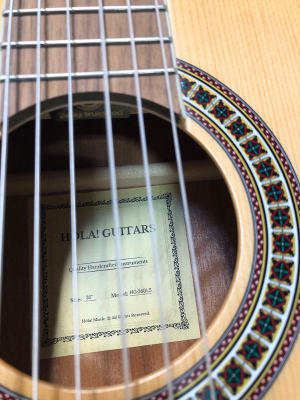 Photo 6 of Classical Guitar with Soft Nylon Strings by Hola! Music, Half 1/2 Size 34 Inch for Junior Kids Model HG-34GLS, Natural Gloss Finish - FREE Padded Gig Bag Included 1/2 Size - 34"