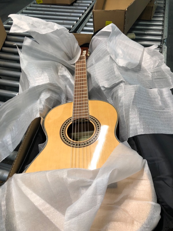 Photo 4 of Classical Guitar with Soft Nylon Strings by Hola! Music, Half 1/2 Size 34 Inch for Junior Kids Model HG-34GLS, Natural Gloss Finish - FREE Padded Gig Bag Included 1/2 Size - 34"