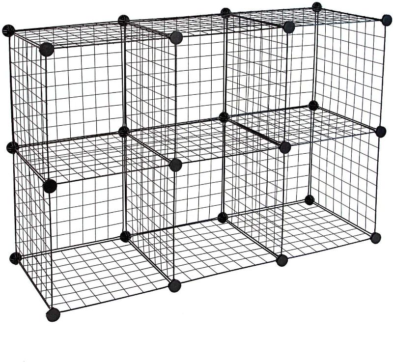 Photo 1 of Wire Storage Cubes, 6-Cube Metal Grid Organizer | Modular Wire Shelving Units, Stackable Bookcase, DIY Closet Cabinet Organizer for Home, Office,...